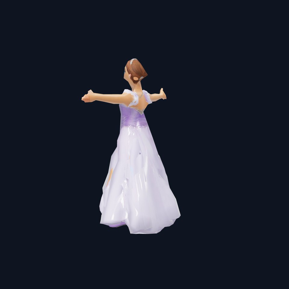 Princess Character Model Pack with Detailed Lavender Gown